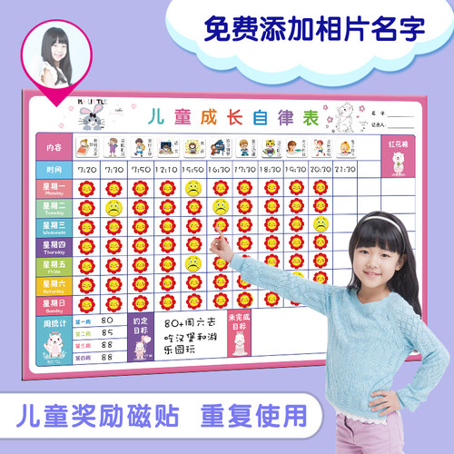 小红花奖励贴儿童成长自律表