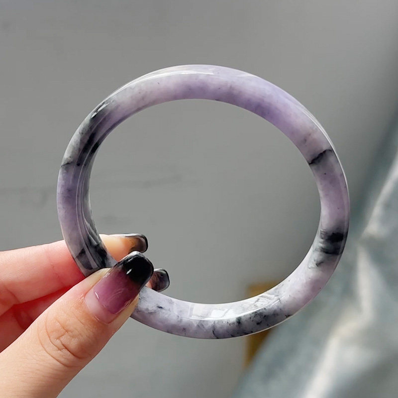 天然翡翠A货冰种紫色手镯定制毛坯玉石手镯