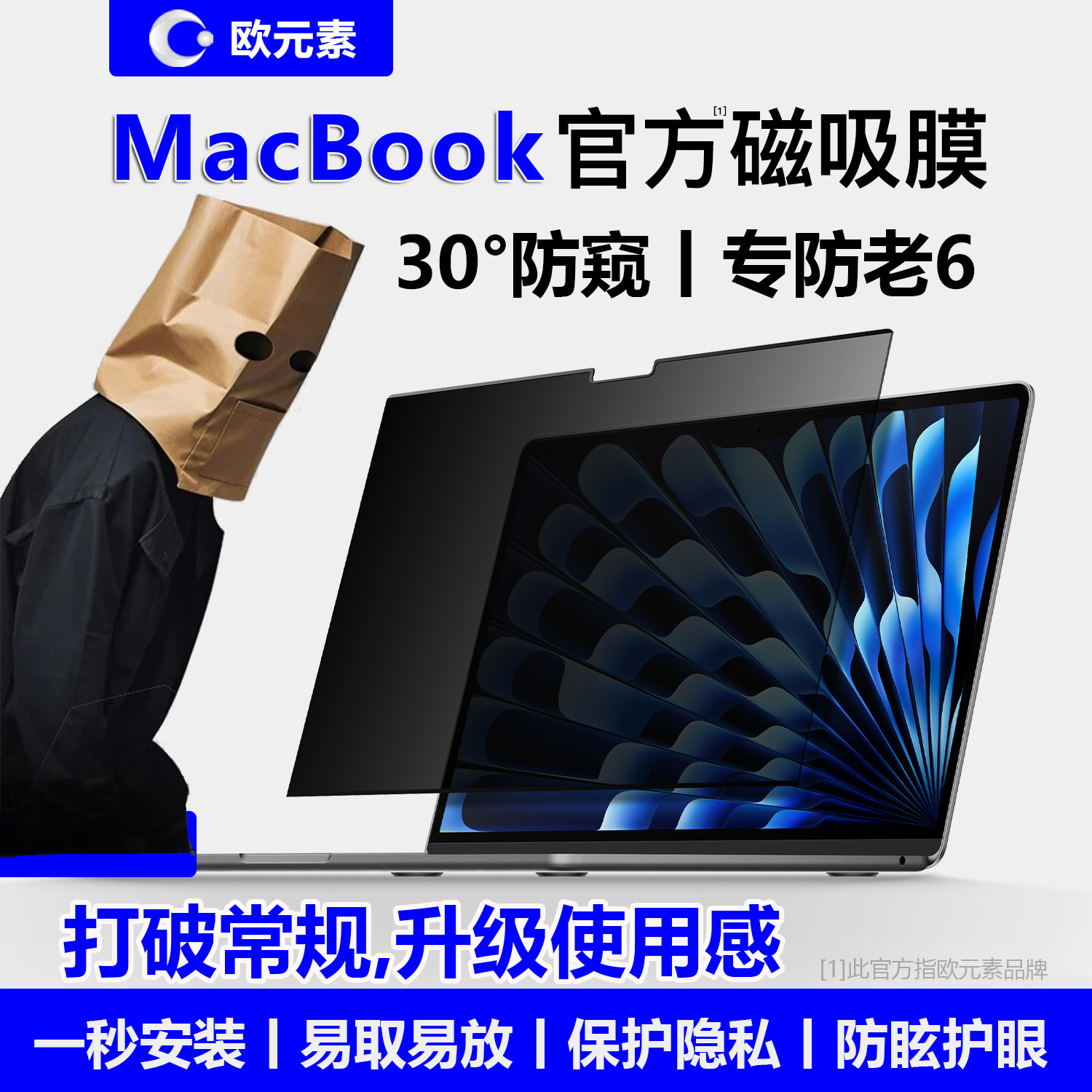 防窥膜适用2024新款M4苹果macbook pro14/16笔记本m3电脑air15寸磁吸屏幕膜Air13.6 m2防蓝光Pro13.3保护贴膜