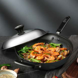 爱仕达CL32Y5WT-C炒锅32cm耐用燃气电磁灶通用不粘锅铝合金家用