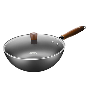 爱仕达炒菜铁锅老式家用无涂层炒菜锅平底炒锅燃煤气灶电磁炉可用
