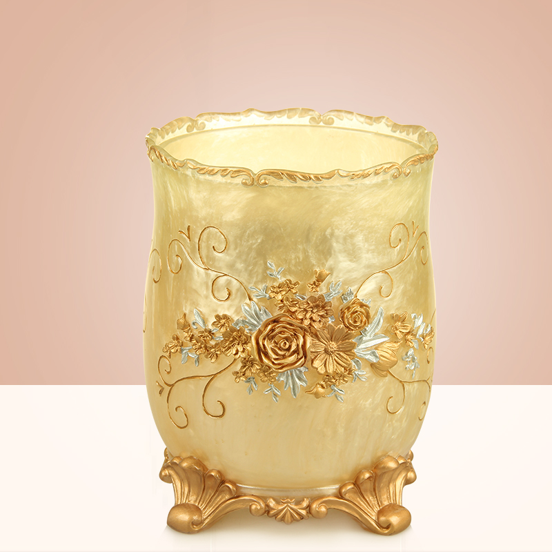 轻奢风带盖纸篓卫生间桌面垃圾桶