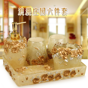 欧式卫浴五件套高档卫生间洗浴组合创意浴室牙刷架漱口杯洗漱套装