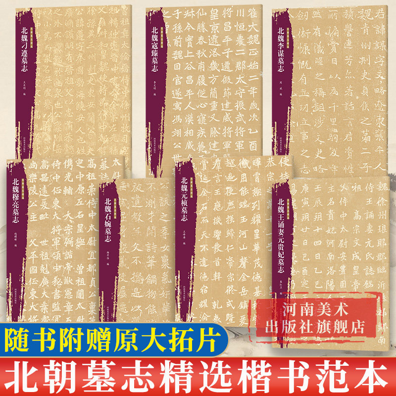北朝墓志精选系列7册原大墓志整张墓志铭 魏碑楷书毛笔书法字帖石婉寇臻等墓志铭精选毛笔练字古帖书籍河南美术出版社