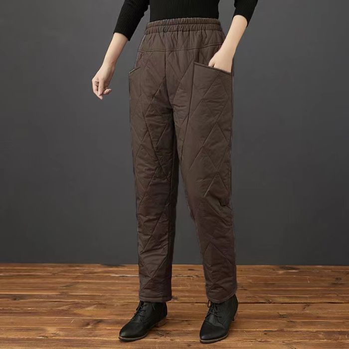 品牌折扣女装专柜外单清仓轻薄菱格羽绒棉裤冬季高腰加厚保暖长裤