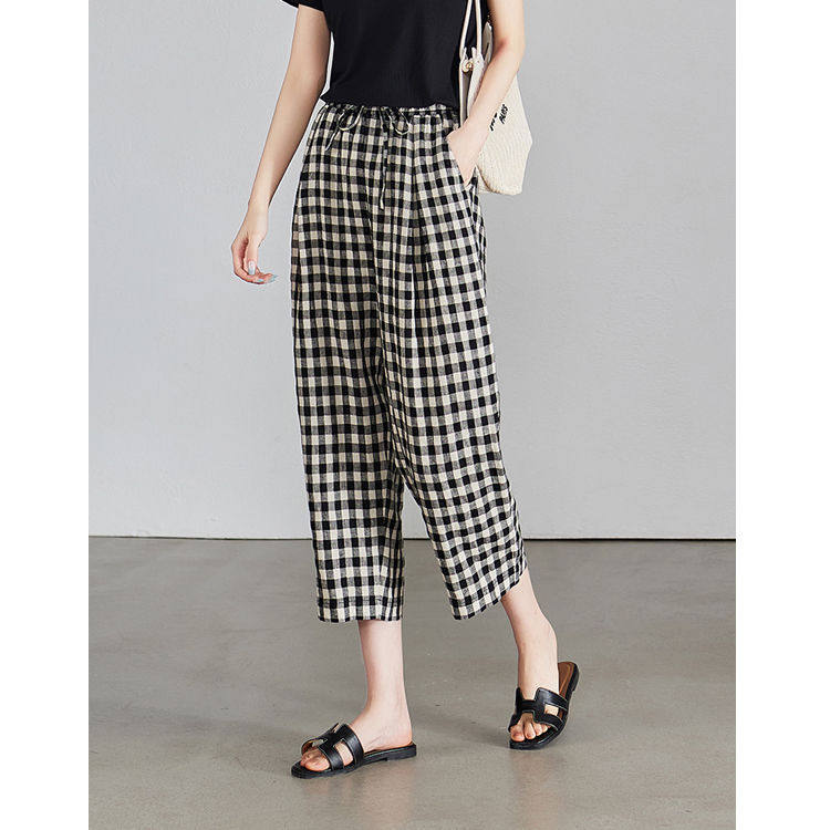 冰丝直筒薄款女裤夏季2025新款中老年妈妈休闲宽松时尚哈伦九分裤