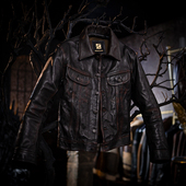 红茶芯马皮皮衣男外套男士 莫臣男装 鹿皮翻领牛仔款 真皮春秋2270