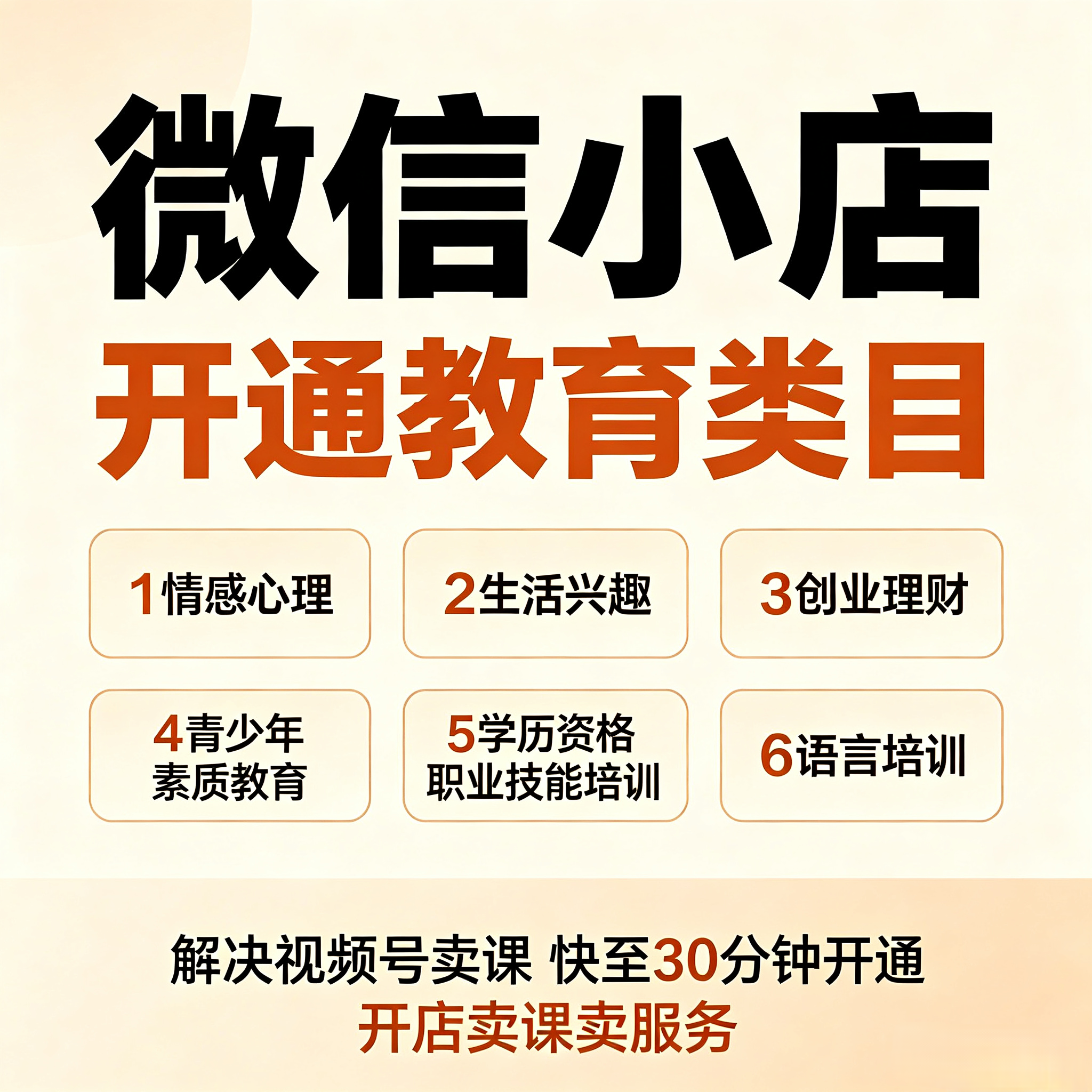 视频号微信小店教育知识付费卖课资质类目开通商品链接上架