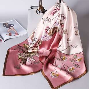 网红丝绸大方巾丝巾女时尚小领巾围巾防晒披肩印花纱巾职业领巾