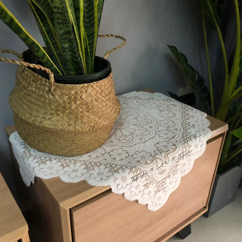 INS 복고풍 흰색 레이스 목가적 인 광장 커피 테이블 천으로 머리맡 테이블 커버 천으로 식탁보 사진 배경 장식