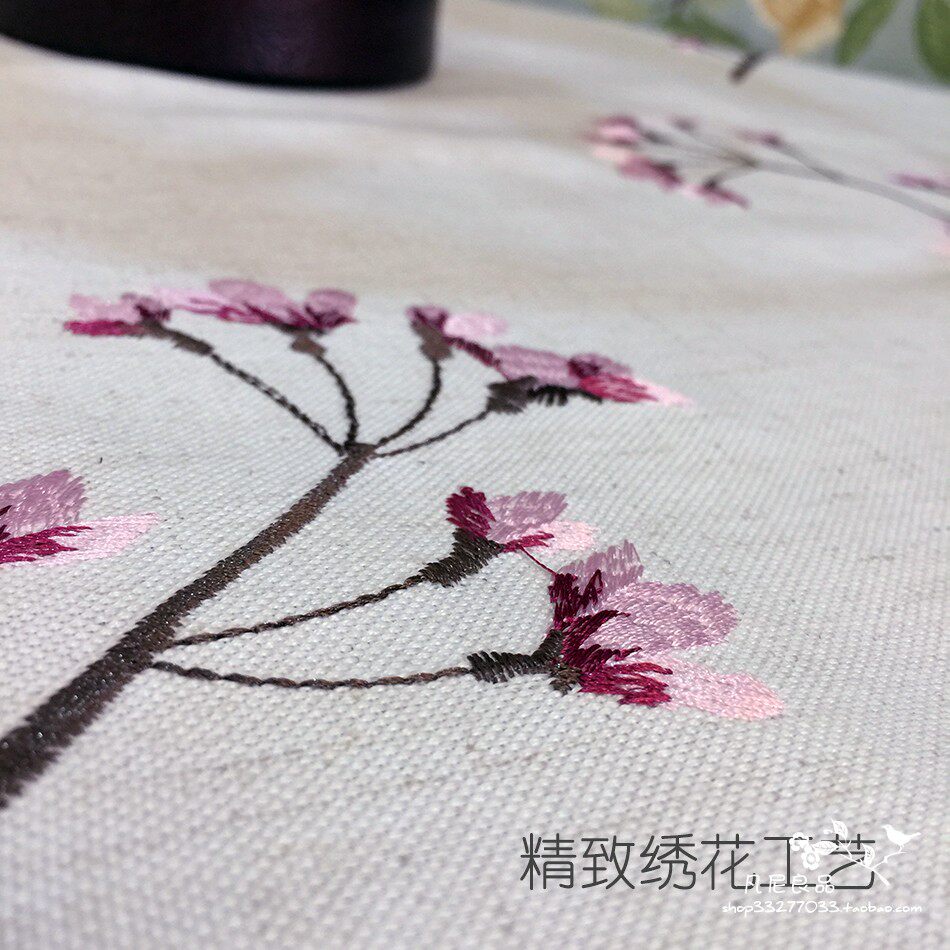 미국 중국 스타일의 목가적 인 면화와 린넨 수 놓은 침대 옆 테이블 코너 테이블 TV 전자 레인지 워터 디스펜서 방진 커버 천