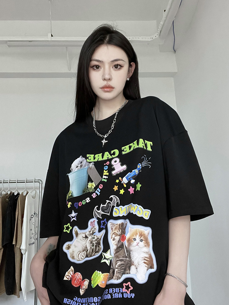 XZ607-1-DT519-P38控价49印花短袖T恤,女装T恤,星座607-1
