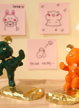 可爱熊平板手机支架看电视可爱ins风卡通少女心学生礼物创意摆件