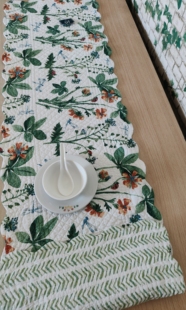 外贸原单孤品波纹边ab版双面纯棉夹棉绗缝茶几飘窗窗台书桌垫清仓