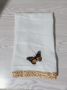 外贸原单纯棉刺绣餐垫蜂巢华夫格厨房擦手巾餐巾茶杯垫多用途巾甩