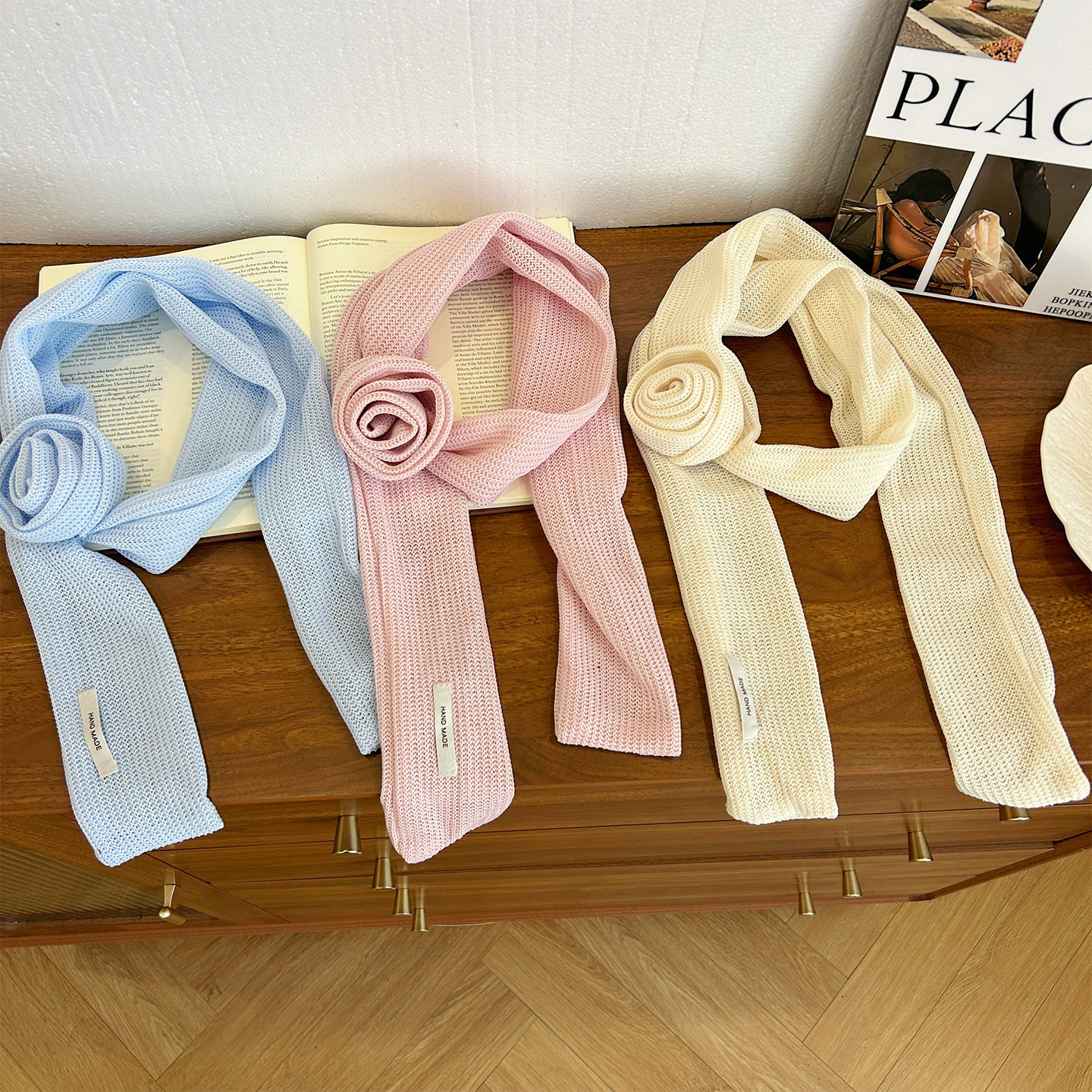 2025文艺长条针织玫瑰花领巾女春秋季简约百搭配饰围脖高级感装饰,服饰配件/皮带/帽子/围巾,围巾/丝巾/披肩,淘宝优惠券,粉丝福利购,淘宝优惠卷