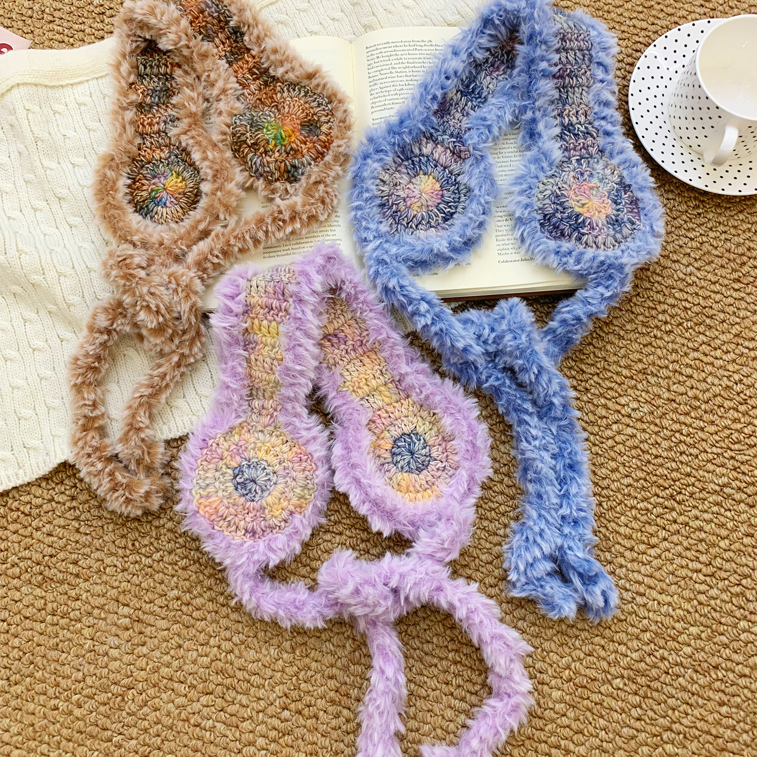 民族风针织毛线耳罩女冬季保暖防寒毛绒护耳套防冻耳暖耳包耳捂子