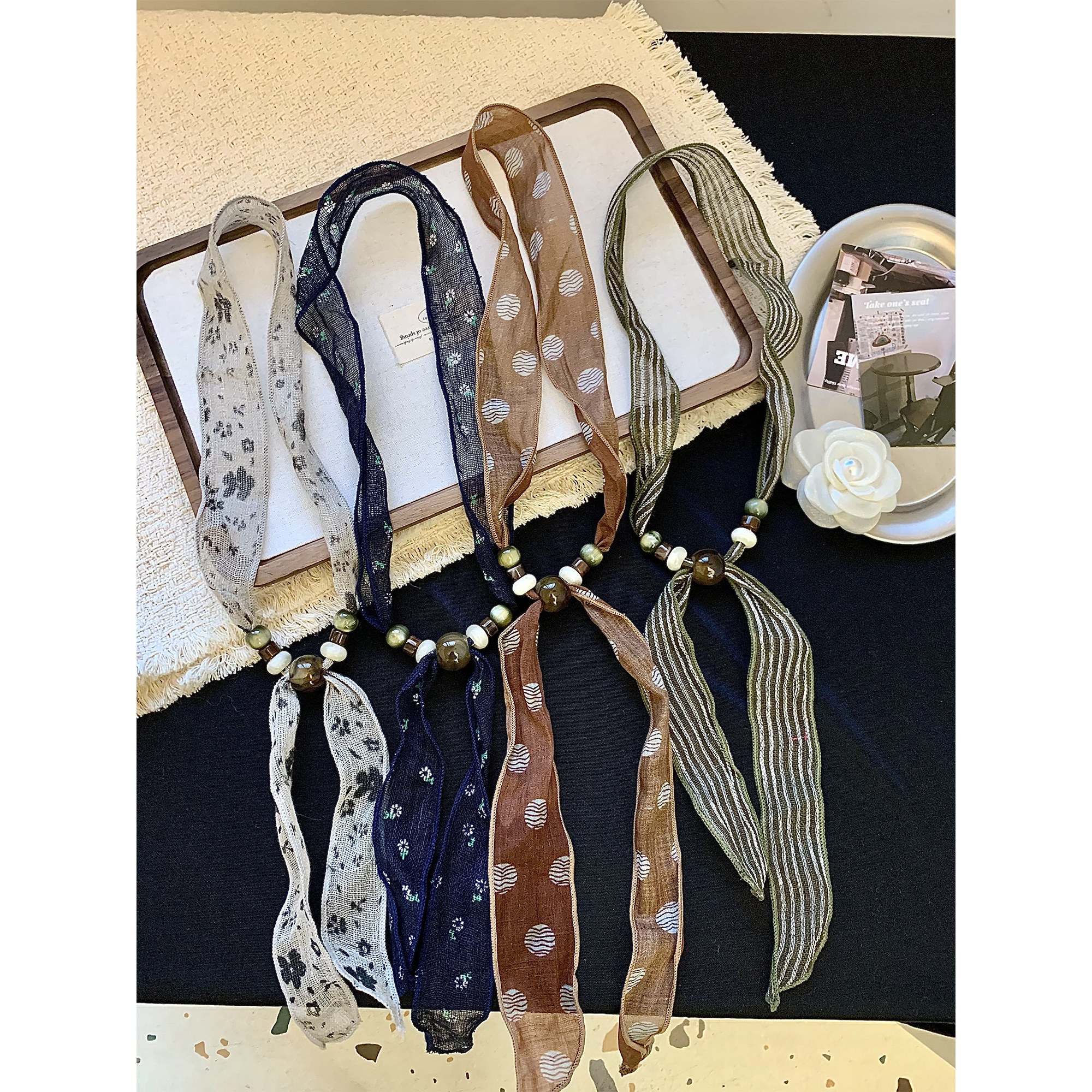 复古串珠丝巾项链女小众设计感可调节毛衣链装饰氛围感挂脖配饰,服饰配件/皮带/帽子/围巾,围巾/丝巾/披肩,淘宝优惠券,粉丝福利购,淘宝优惠卷