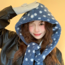 饰 氛围感装 小众设计感波点帽子围巾一体式 时髦百搭显脸小秋冬季