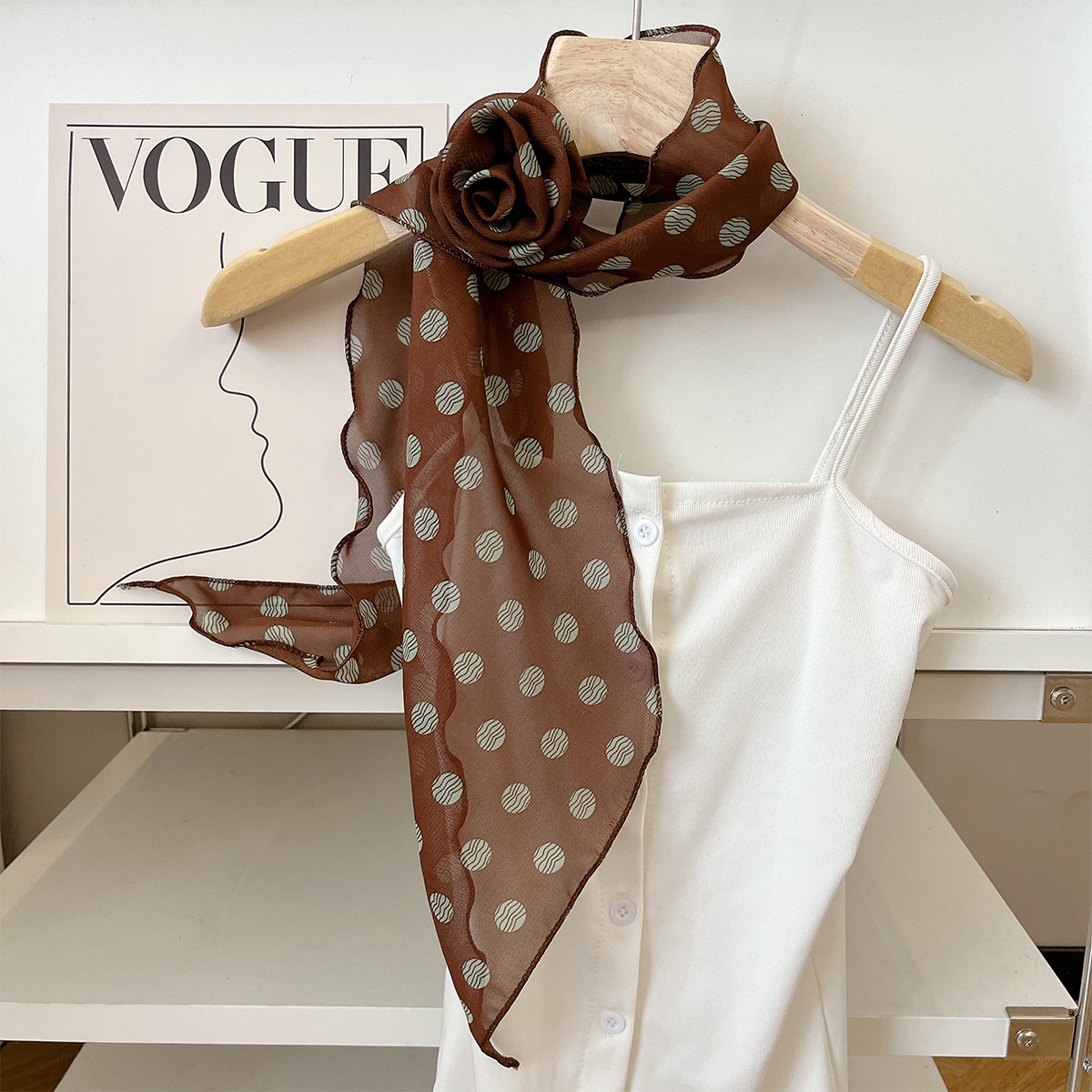 法式复古百搭长条丝巾女春夏新款