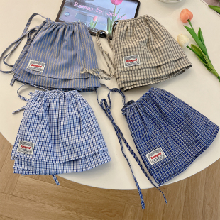 韩系春夏新款 叠穿裙帘半身裙简约百搭 格纹带屁帘女2025复古一片式