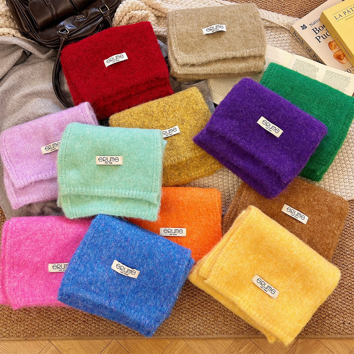 秋冬季毛绒针织围巾保暖围脖保暖