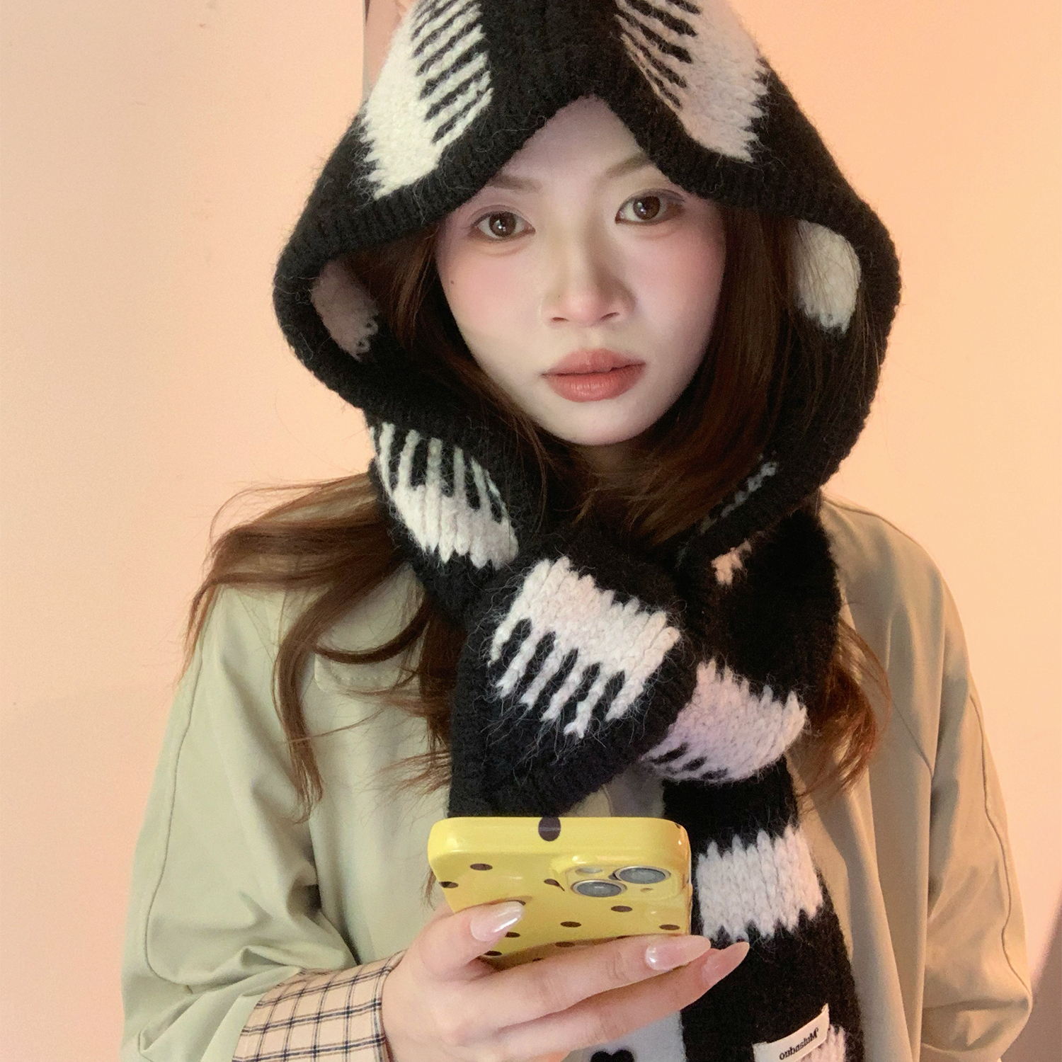 秋冬季巴拉克法帽子帽子围巾一体