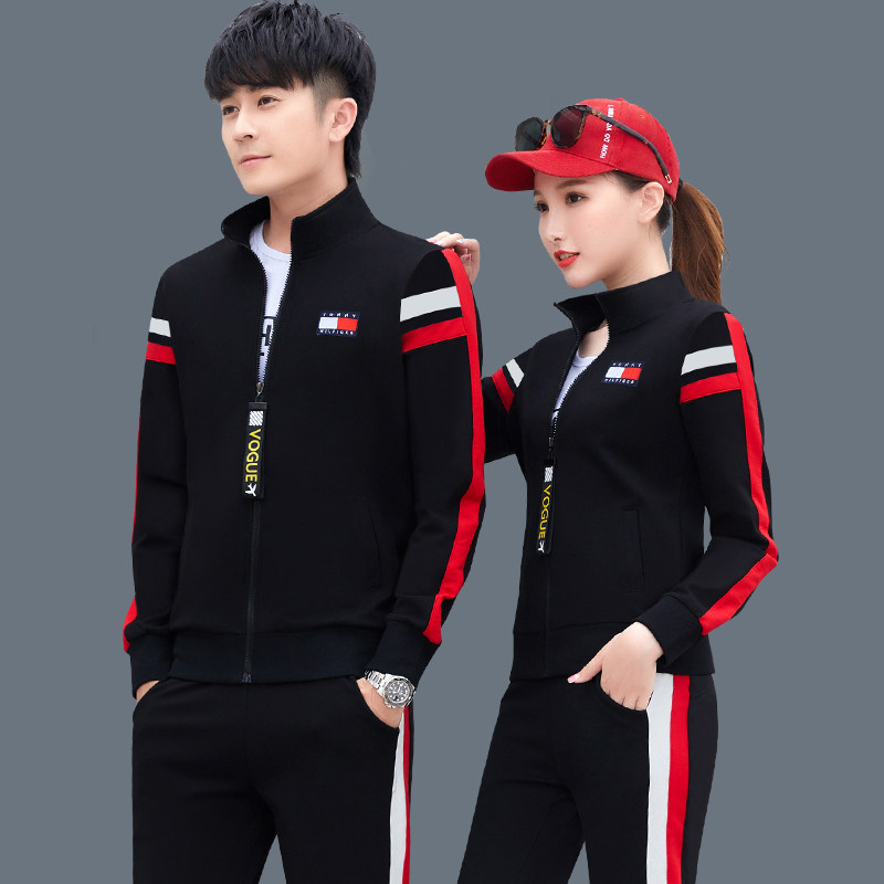 运动套装男情侣装休闲卫衣套装三件套团体服春秋新款运动衣外套潮