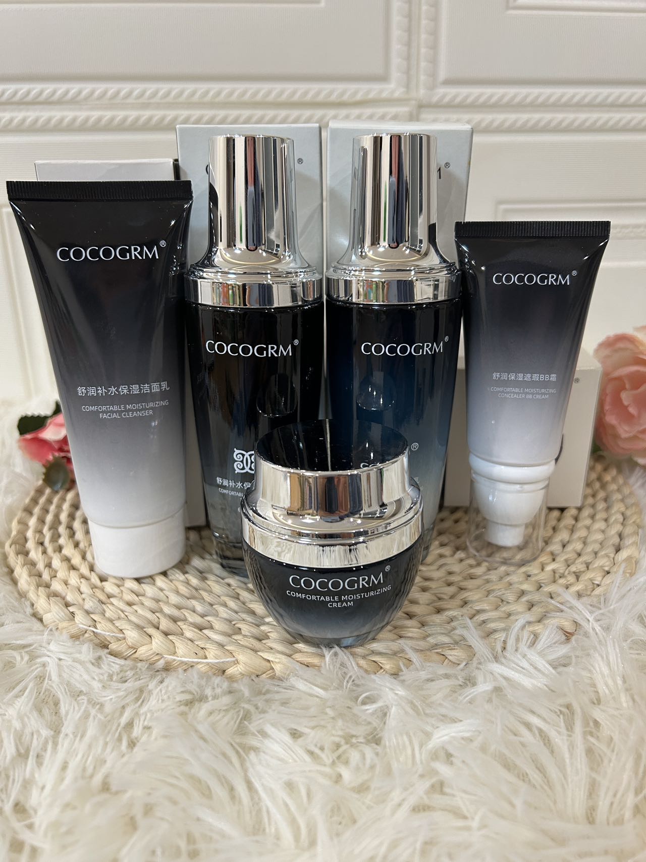 COCOGRM舒润补水保湿修护柔肤水洁面乳保湿乳保湿霜BB霜正品五件