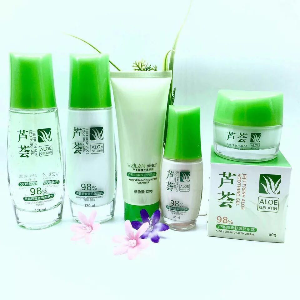 維姿蘭蘆薈原液補(bǔ)水保濕化妝品5件套裝 孕婦可用秋冬護(hù)膚正品合0