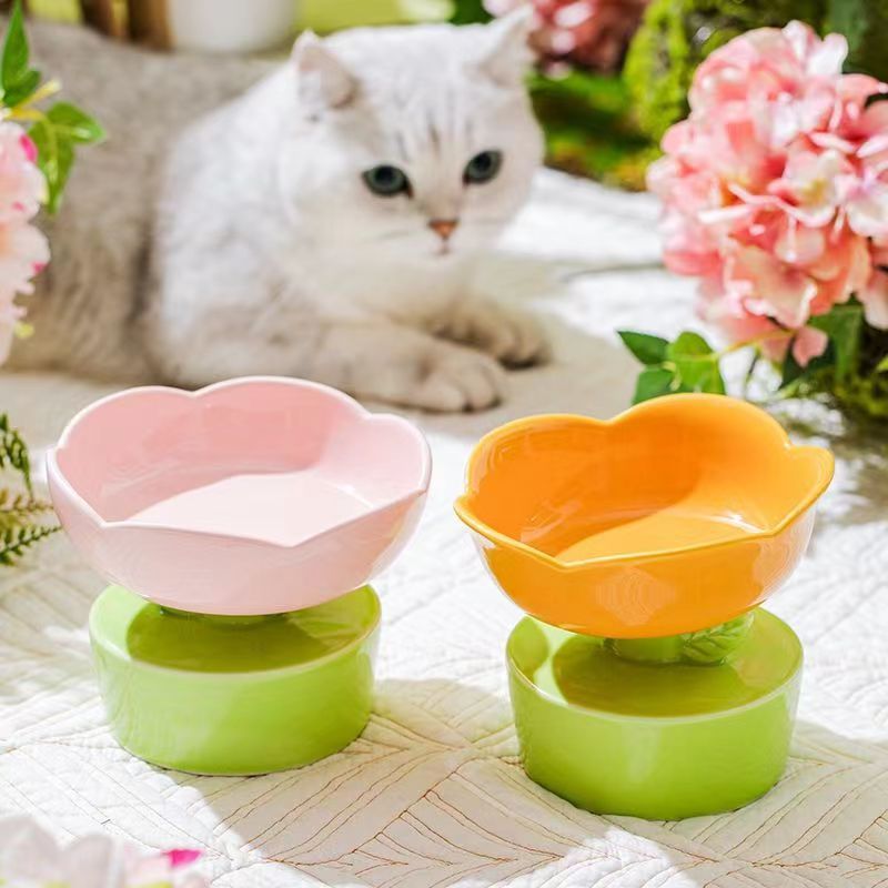 优质陶瓷猫碗防黑下巴护颈
