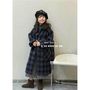 韩国波拉双面专柜羊绒大衣男童女童2025冬连帽中长款外套亲子