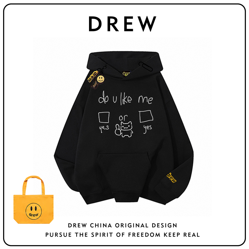 drew美式潮牌卡通连帽卫衣