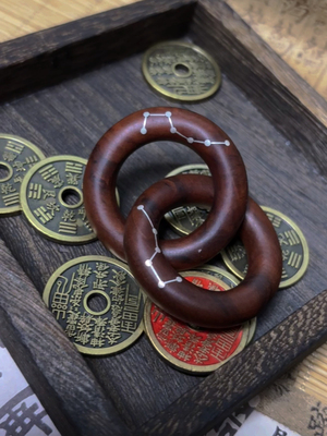 雷击枣木乾坤圈内经25北斗七星南斗六星镶嵌吊坠盘玩手把件乾坤圈