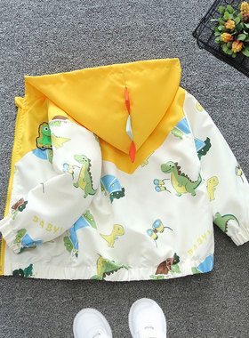 男童外套春秋款2026新款儿童连帽夹克中小童洋气时髦衣服男孩上衣