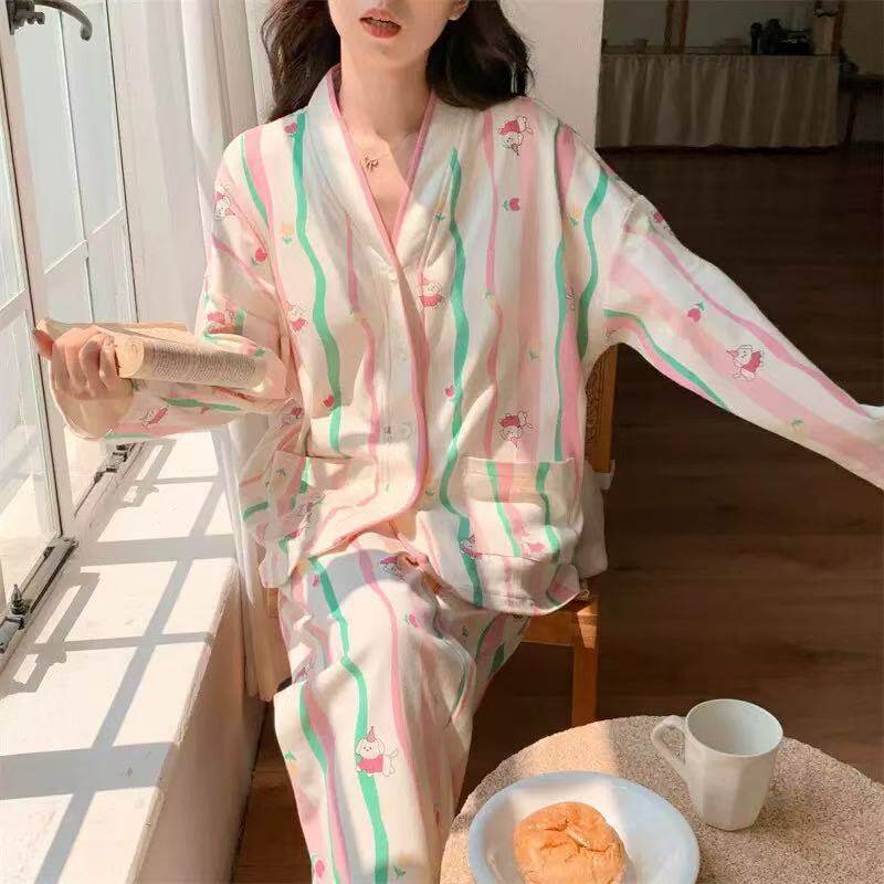 睡衣女士春秋季新款甜美公主风高颜值长袖开衫可爱卡通家居服套装