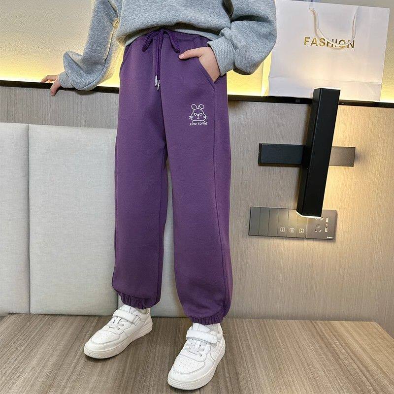 秋冬新款洋气儿童卫裤女童加绒裤子加厚中大童装宝宝束脚运动长裤