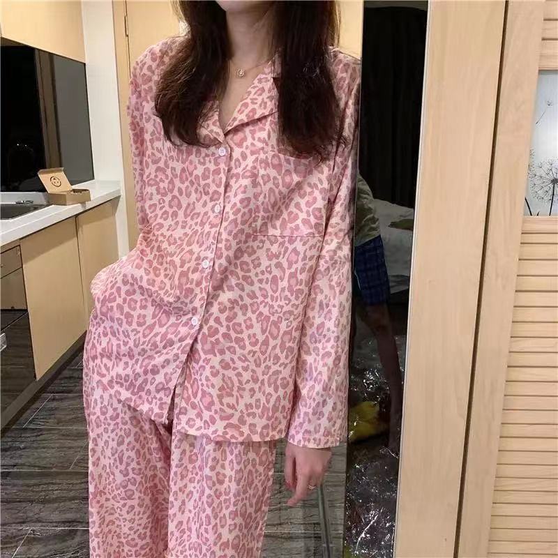 新款网红ins风春秋季睡衣女长袖学生日系简约甜美月子家居服套装