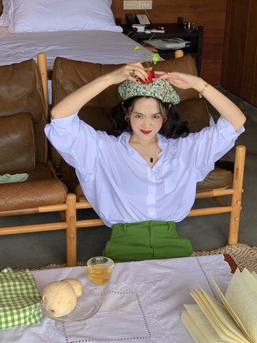 碎花小方巾四季法式复古包头巾