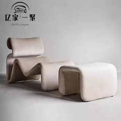 新品北欧设计师创意抽象线条折叠弯曲懒人躺椅玻璃钢异形休闲椅子