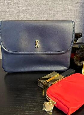 四件包邮 出口尾货蓝色PU多分隔收纳包化妆包包随身便携 可加链条