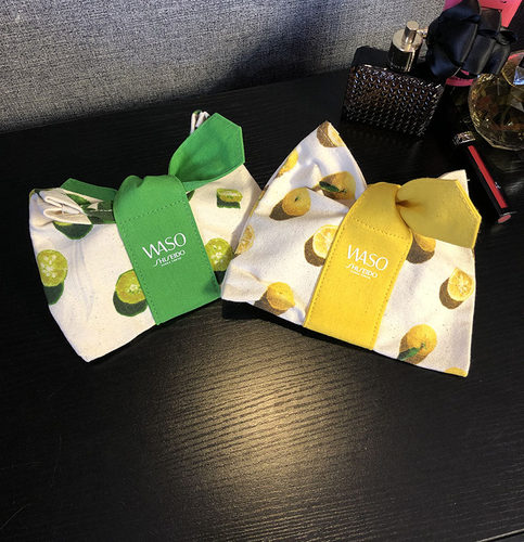 四件包邮 欧美水果图案随身便携帆布系带别致小巧化妆包收纳包