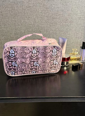 四件包邮 出口紫色蟒纹超轻材质手提收纳包化妆包袜子衣物整理袋