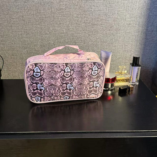 四件包邮 出口紫色蟒纹超轻材质手提收纳包化妆包袜子衣物整理袋
