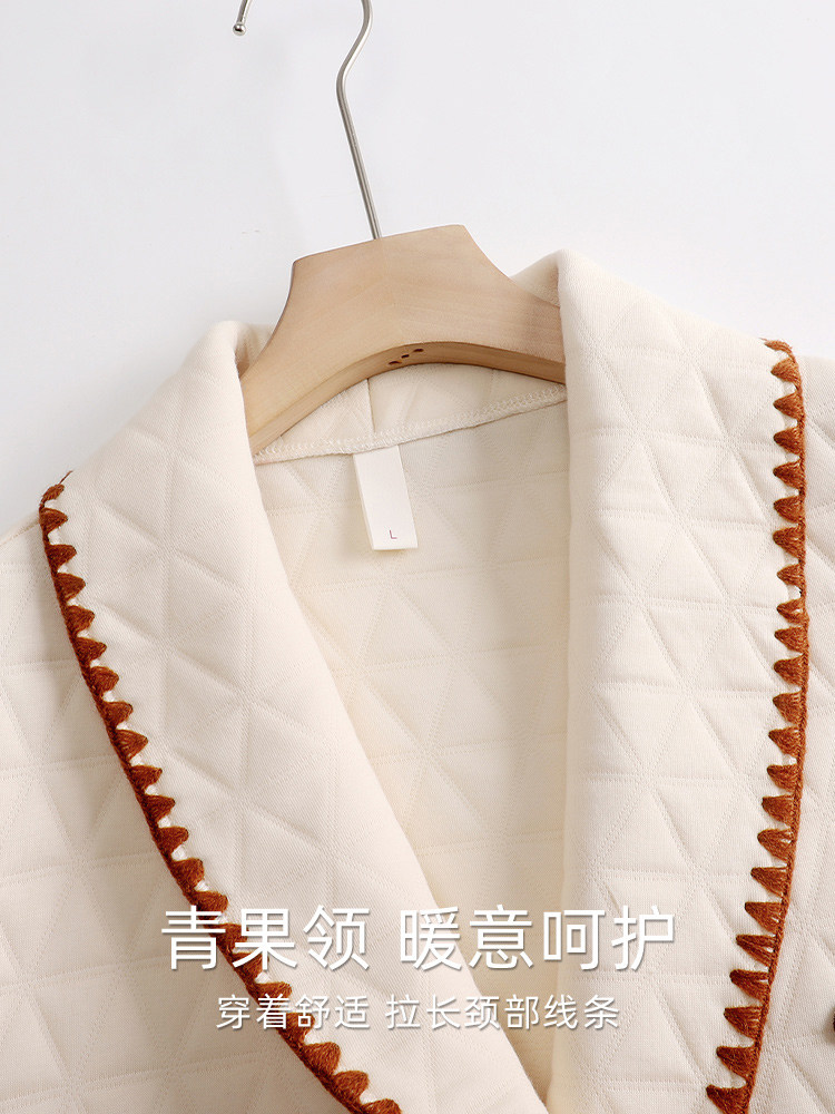 FENTENKE AN PAJAMAS WOMENS SPRING AND AUTUMN 2025 NEW COTTON AIR COTTON DRESSING GOWNS SANDWICH AUTUMN AND WINTER PADDED BATHROBES