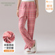 可外穿 保暖薄绒双面磨毛格子家居长裤 芬腾可安德绒女士睡裤 秋冬款