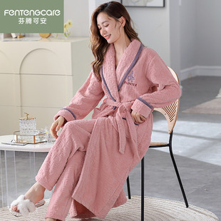 芬腾可安珊瑚绒睡袍女款秋冬2025年新款加厚睡衣法兰绒保暖家居服