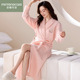 睡衣中长款 芬腾可安纯棉薄夹棉睡袍女秋冬2026新款 空气棉浴袍冬季