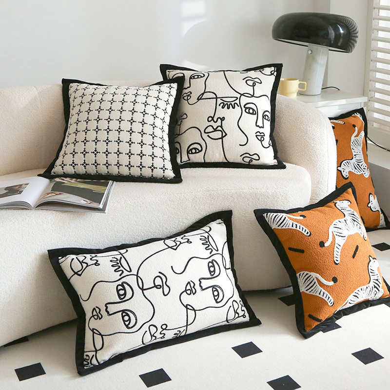 北欧ins抱枕套几何刺绣方形沙发靠垫含枕芯卧室飘窗腰靠枕可拆洗,居家布艺,抱枕被,淘宝优惠券,粉丝福利购,淘宝优惠卷