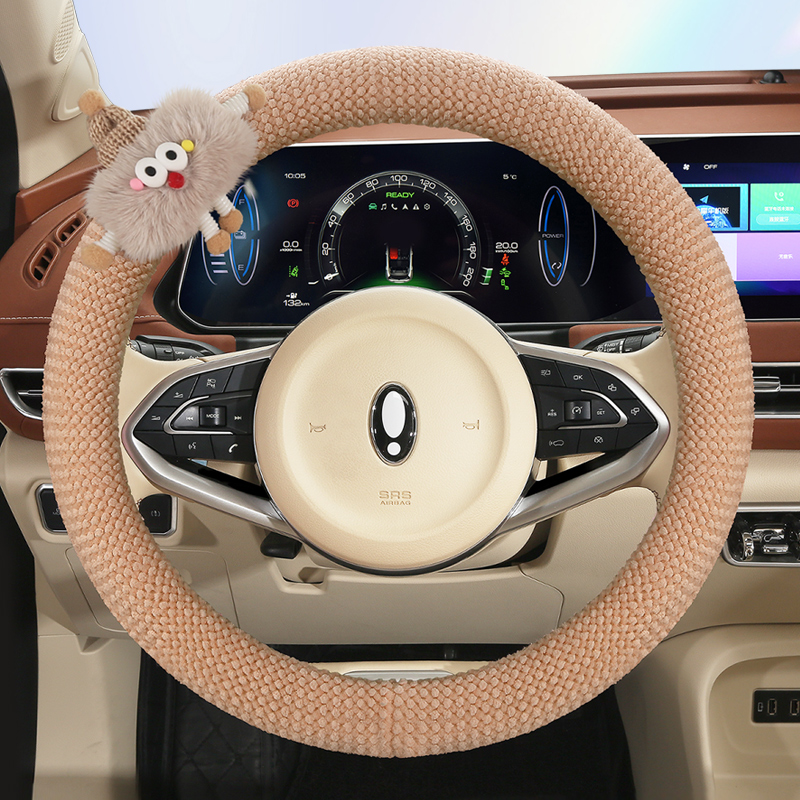 冬季短毛绒汽车方向盘套长安CS35CS75悦翔V3V5V7绒布车把套棉套